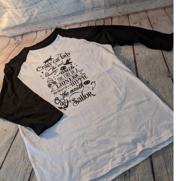 New CRAZY‎ CAT LADY baseball shirt - Picture 3 of 3